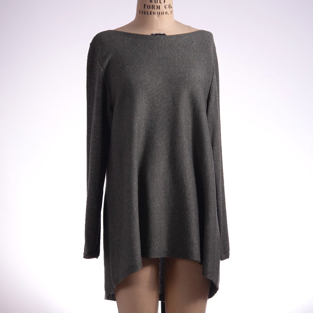 Eileen Fisher Large Metallic Grey Pullover Sweater